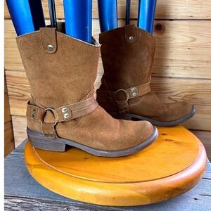 Rocket Dog Vintage Brown Suede Leather Harness Boots C193 Size 9 Western Rodeo